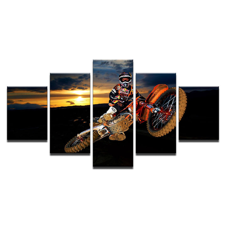 Motorbike Soaring 5 Teile - Leinwand Wandkunst Gemälde