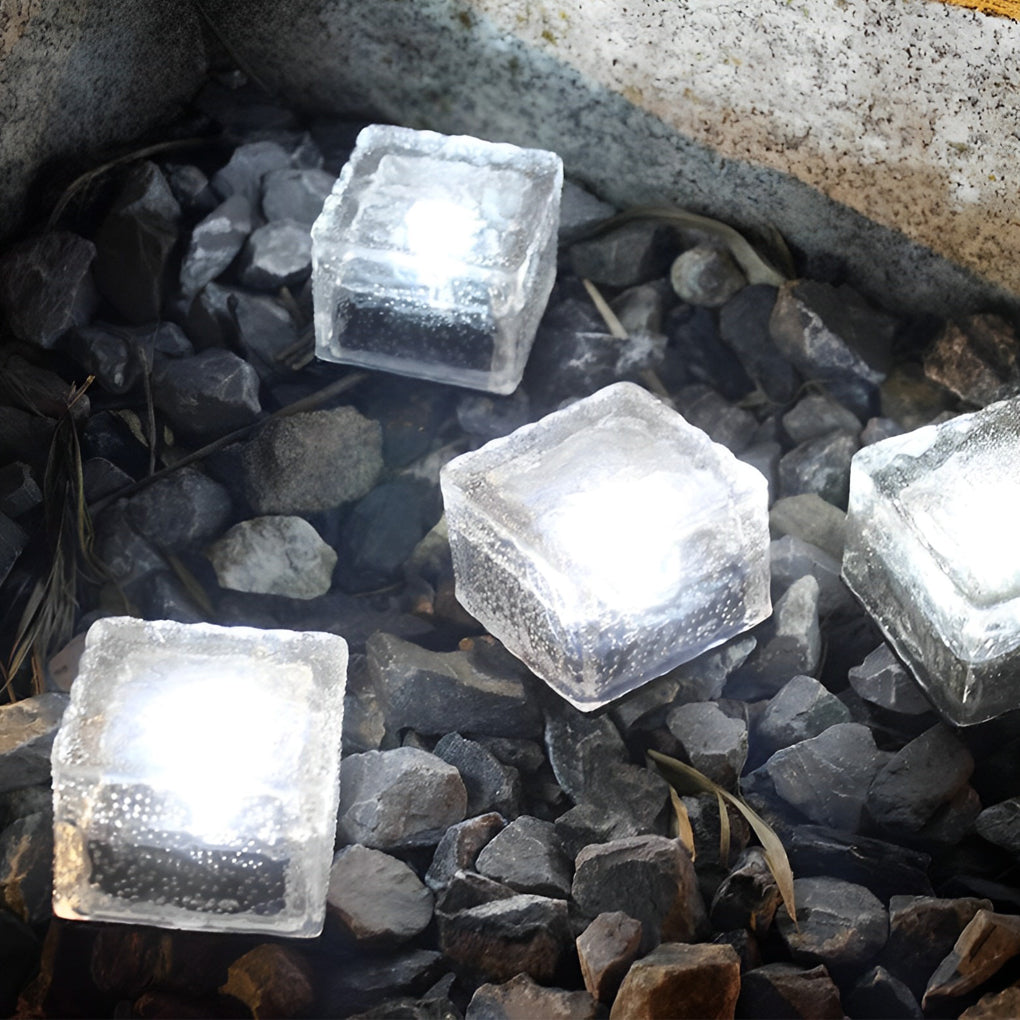 Square Creative Ice ock LED Waterproof Smart Solar Outdoor Lighting