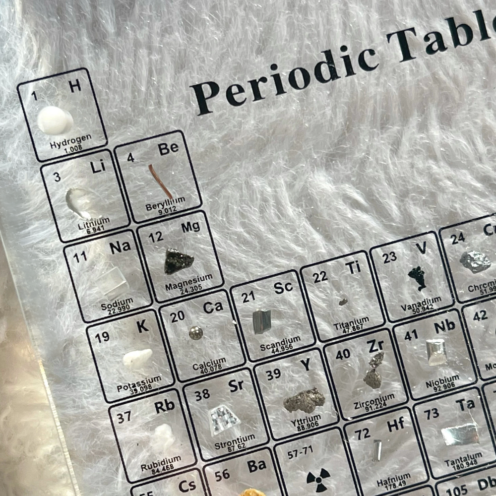 Beleuchtete periodische Tabelle mit echten Elementen - Elementa | Karnz