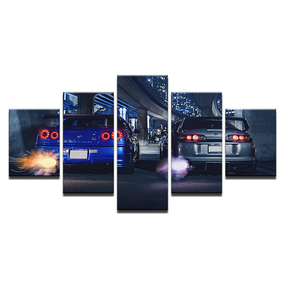 Car Racers 5 Stück - Leinwand Wandkunst Malerei
