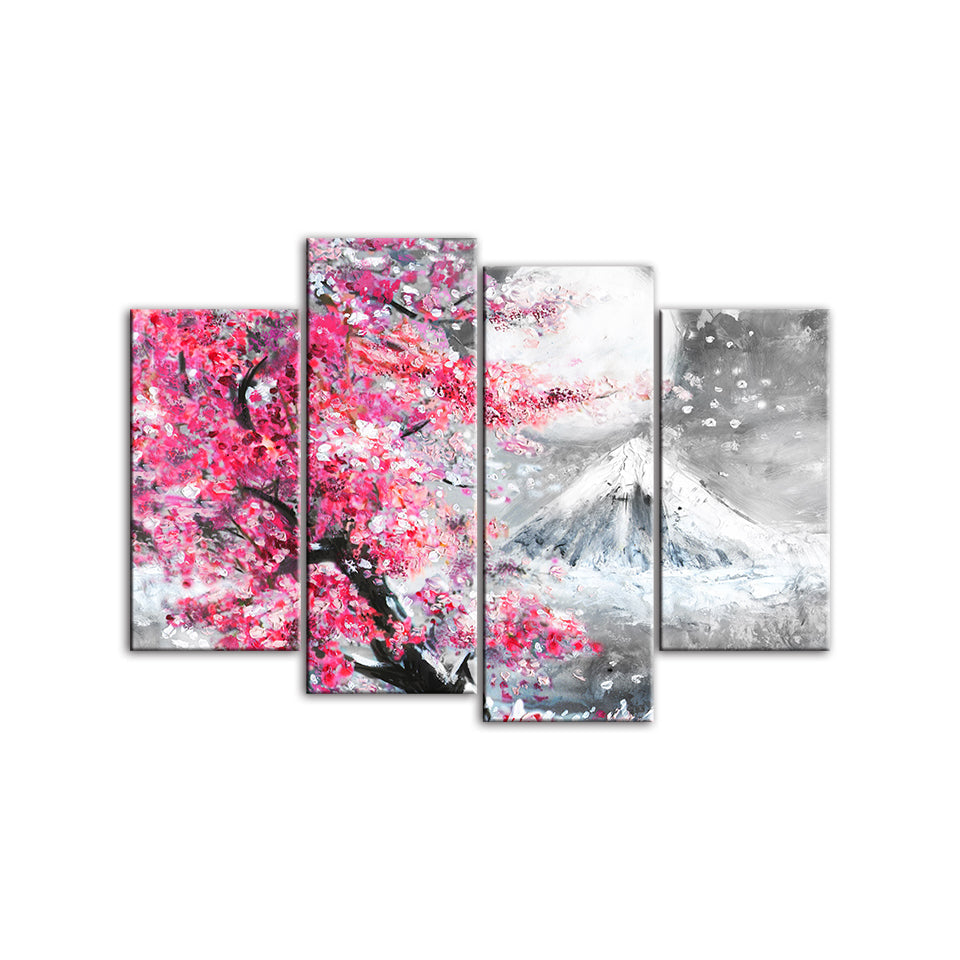 Rosa Floral Berg - Leinwand Wandkunst Malerei