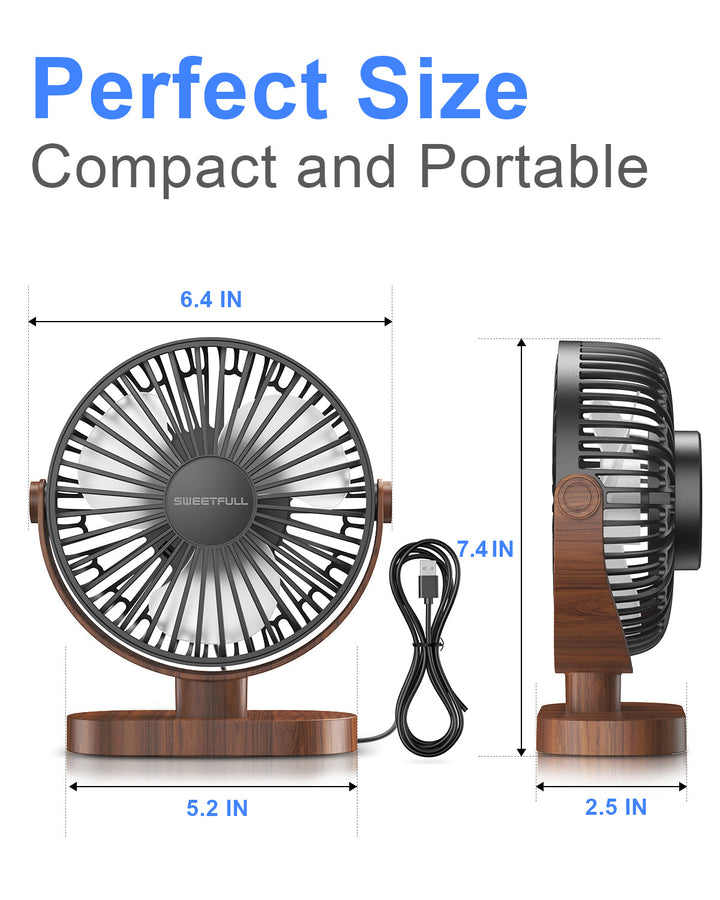6,5 Zoll USB Kleiner Tischventilator für Zuhause Büro Auto Outdoor Reisen | Karnz