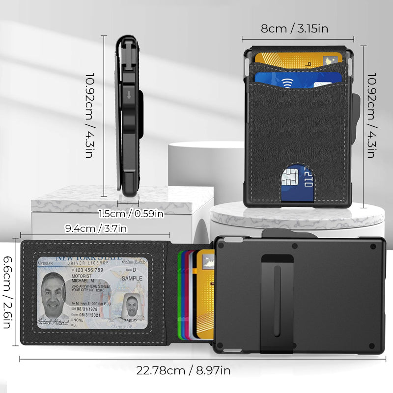 Kartenfächer aus PU-Leder im Business-Stil für Herren mit AirTag-Funktion
