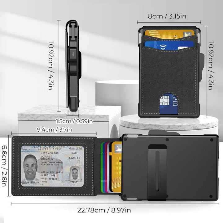 Kartenfächer aus PU-Leder im Business-Stil für Herren mit AirTag-Funktion