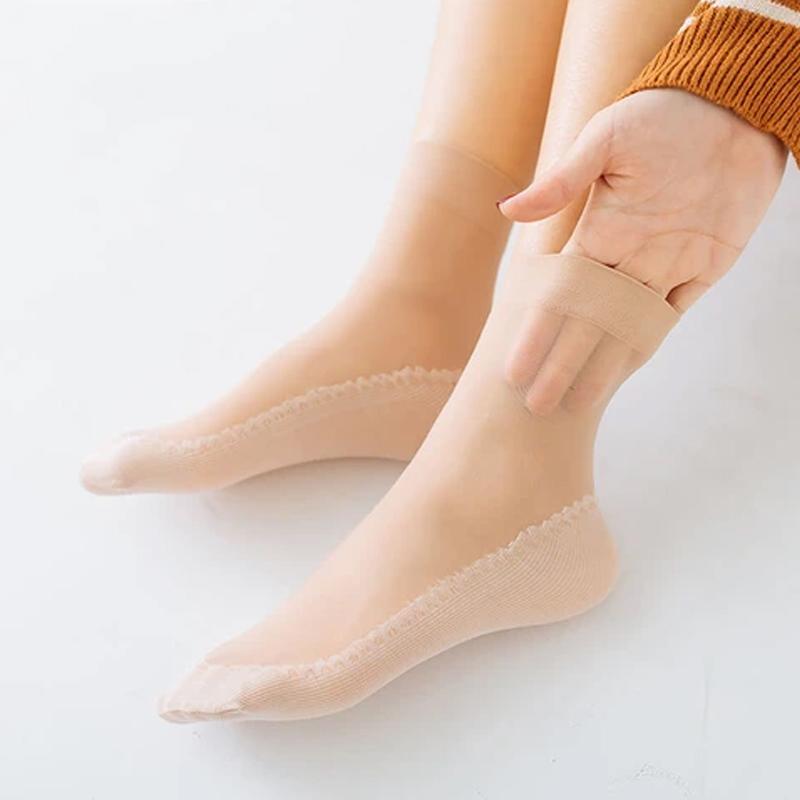 Seidige, rutschfeste Baumwollsocken, 5 Paar