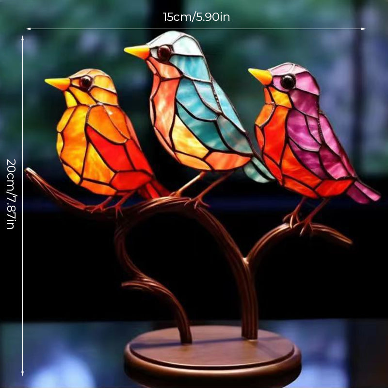 Vögel auf Ästen Gefärbte Acrylornamente, Doppelseitiger Mehrfarbiger Stil | Karnz