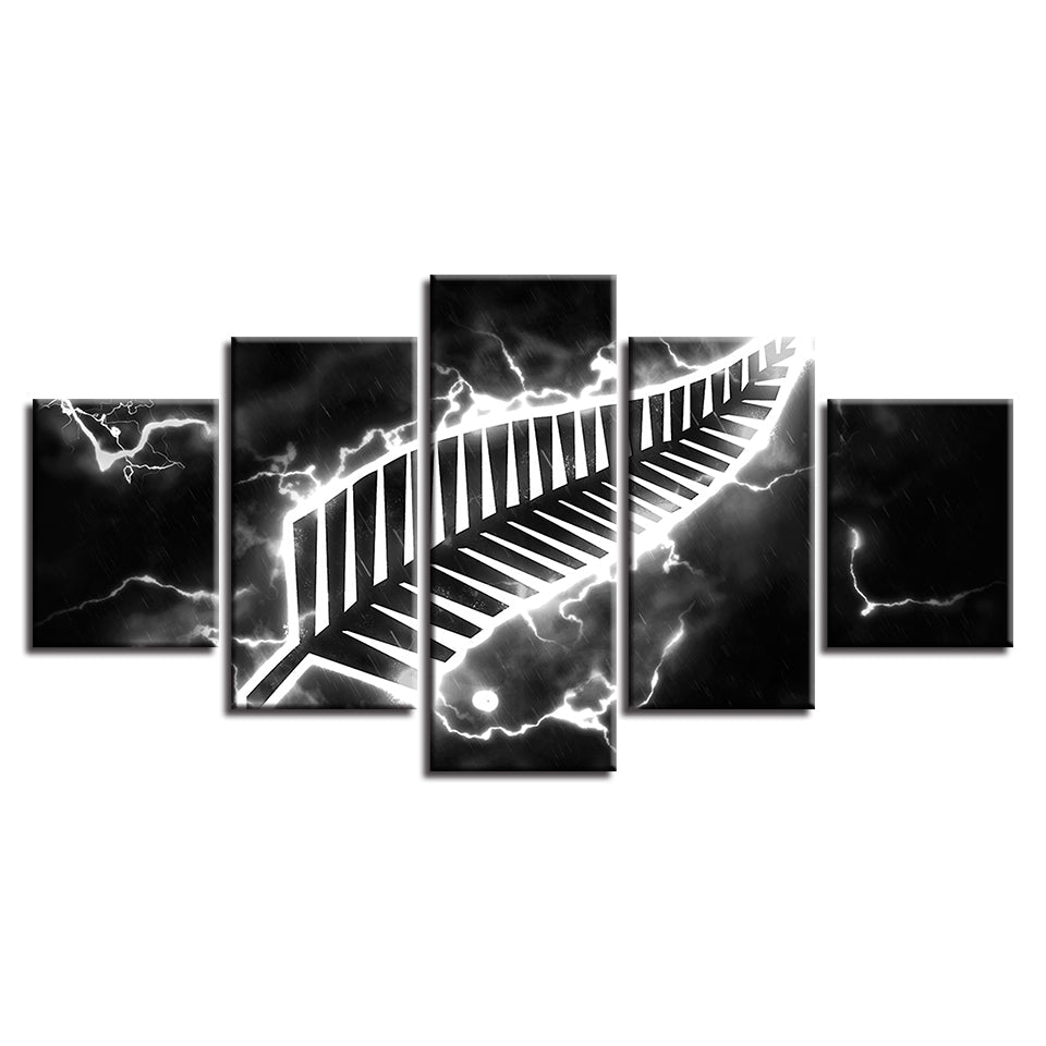 Schwarzes Thunder Feather 5 Stück - Leinwand Wandkunst Gemälde