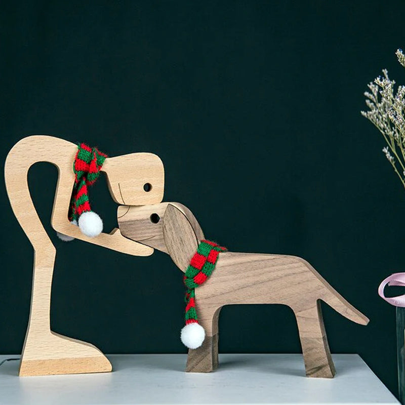 Geschenk Für Tierliebhaber - Holzskulptur Tischornamente - Die Liebe Zwischen Dir Und Deinem Fellfreund | Karnz