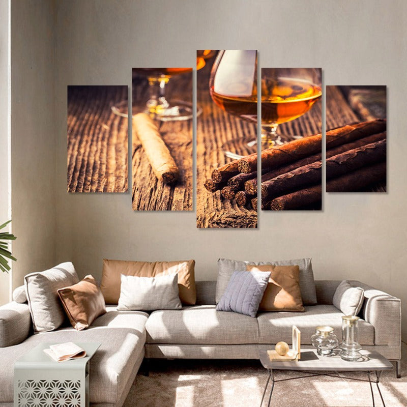 5 Stück Schöne Braune Abstrakte - Leinwand Wandkunst Malerei