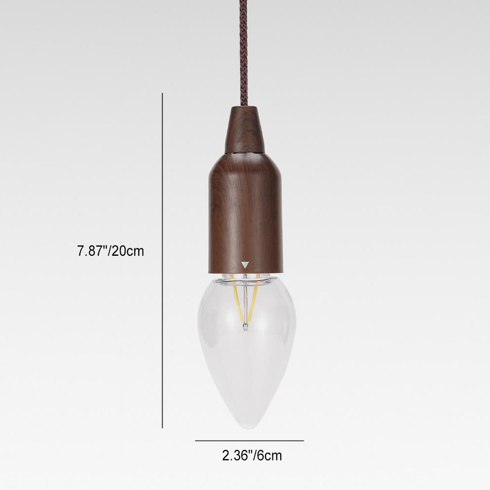 Retro-tragbare, wasserdichte, runde Kegellampe aus Holz mit Batterie-USB-Anschluss, 1-flammig, ideal für Camping und Outdoor-Aktivitäten