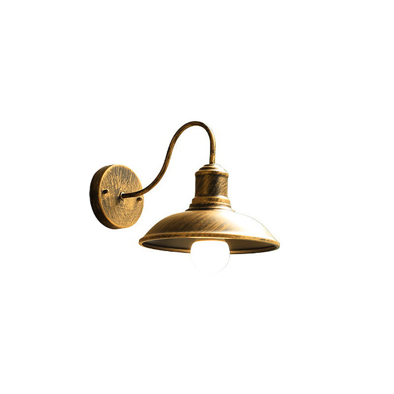 Retro Loft Dome Eisen Außen Wasserdicht 1-Licht Gebogene Arm Wand Sconce Lampe | Karnz