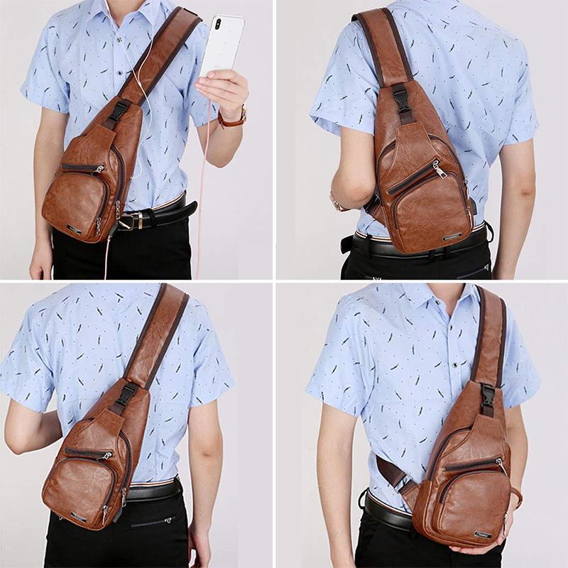 Schultertasche Crossbodytasche für Herren mit USB-Ladeanschluss | Karnz