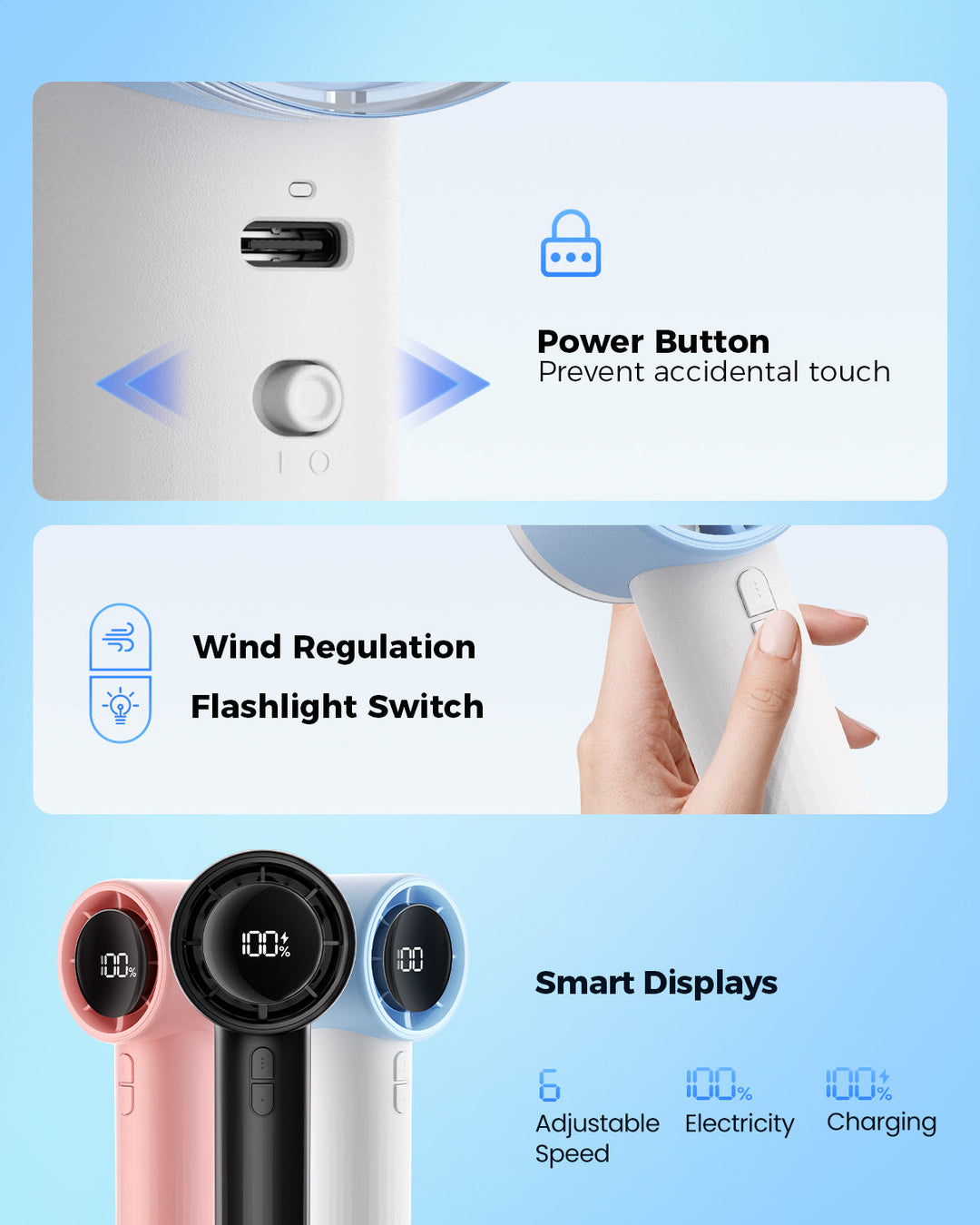 Tragbarer Hochgeschwindigkeits-Handheld-Turbo-Lüfter mit LED-Display | Karnz