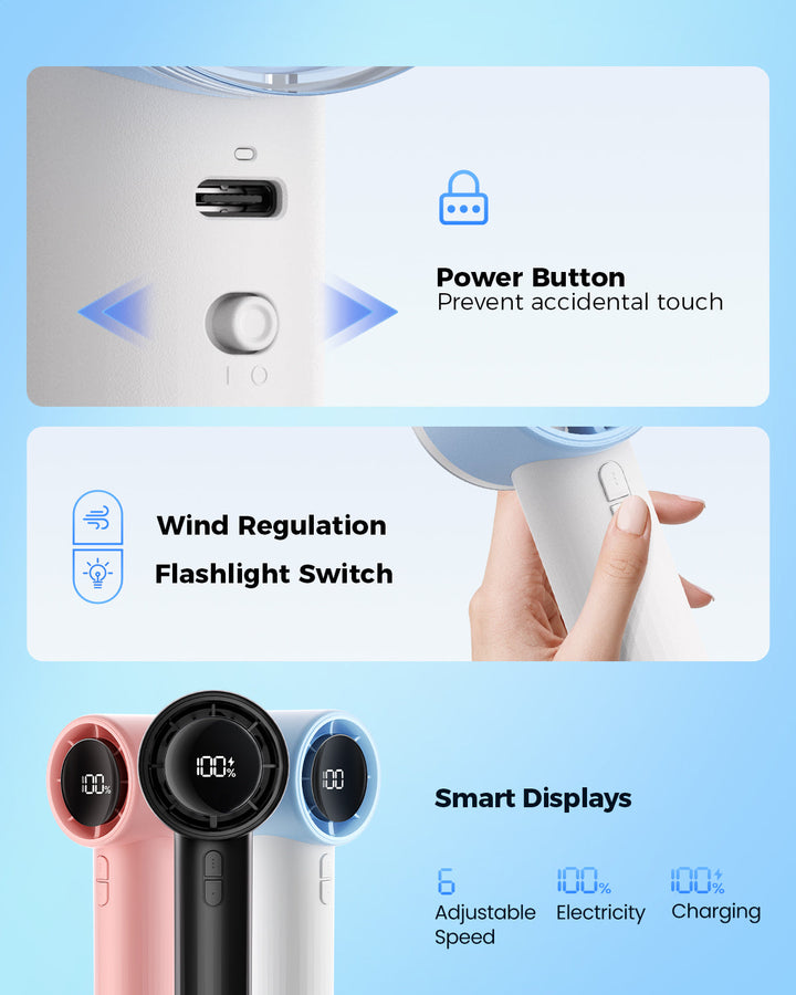 Tragbarer Hochgeschwindigkeits-Handheld-Turbo-Lüfter mit LED-Display | Karnz