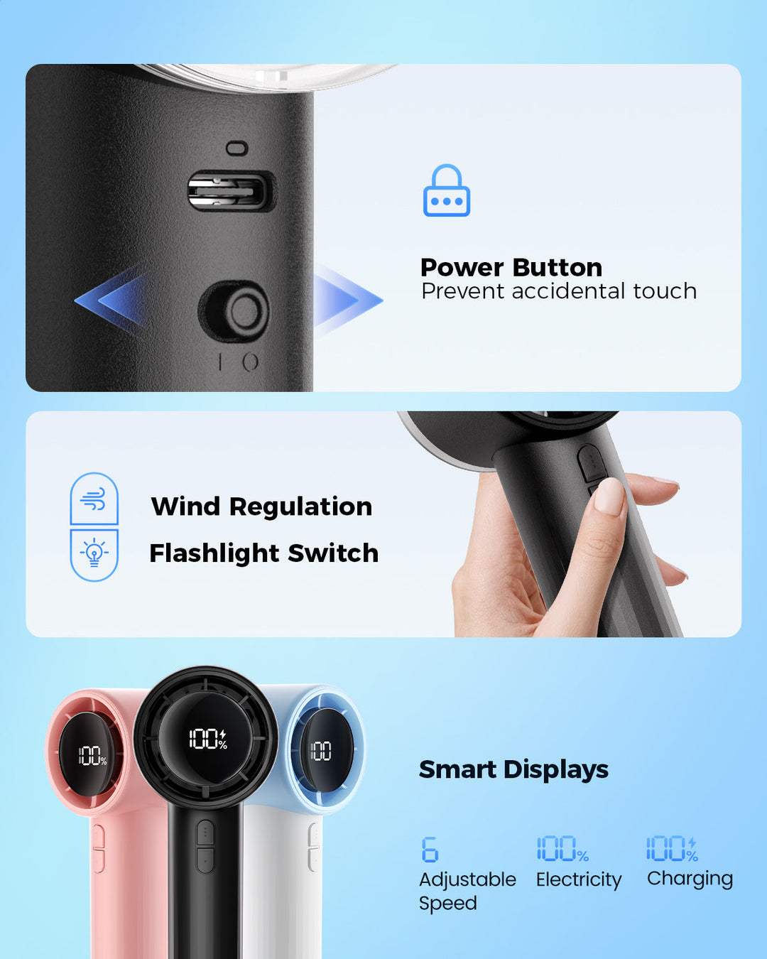 Tragbarer Hochgeschwindigkeits-Handheld-Turbo-Lüfter mit LED-Display | Karnz
