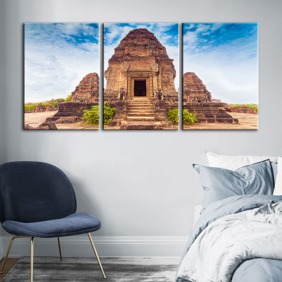 Antiker Tempel 3 Stück - Canvas Wandkunst Gemälde
