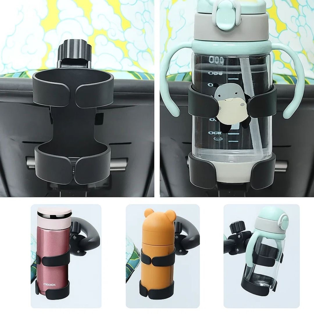 SipSecure | Universalbecherhalter für Kinderwagen – Verstellbare Klemme – Sicherer Sitz – Ideal für unterwegs Eltern Karnz