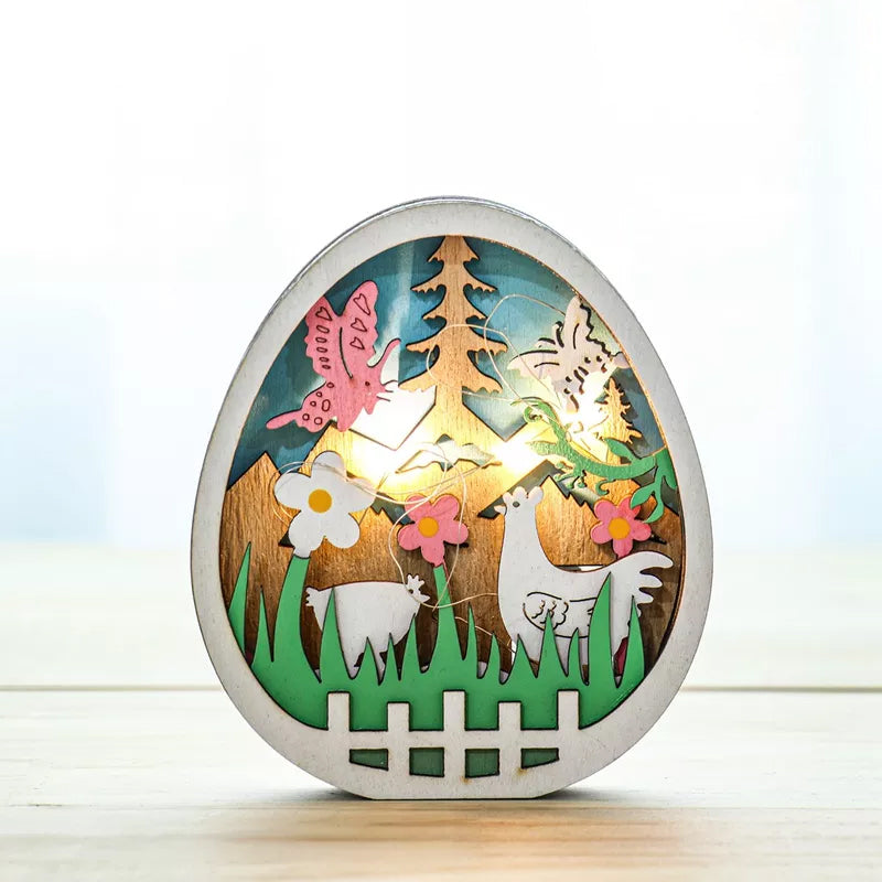 Holz-Osterdekoration mit LED-Licht | Karnz
