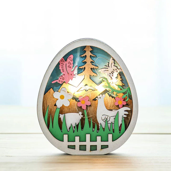 Holz-Osterdekoration mit LED-Licht | Karnz