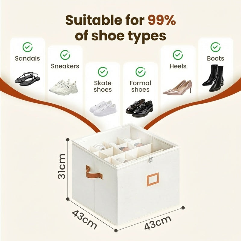 Faltbare Schuhbox aus Stoff mit Deckel | Karnz