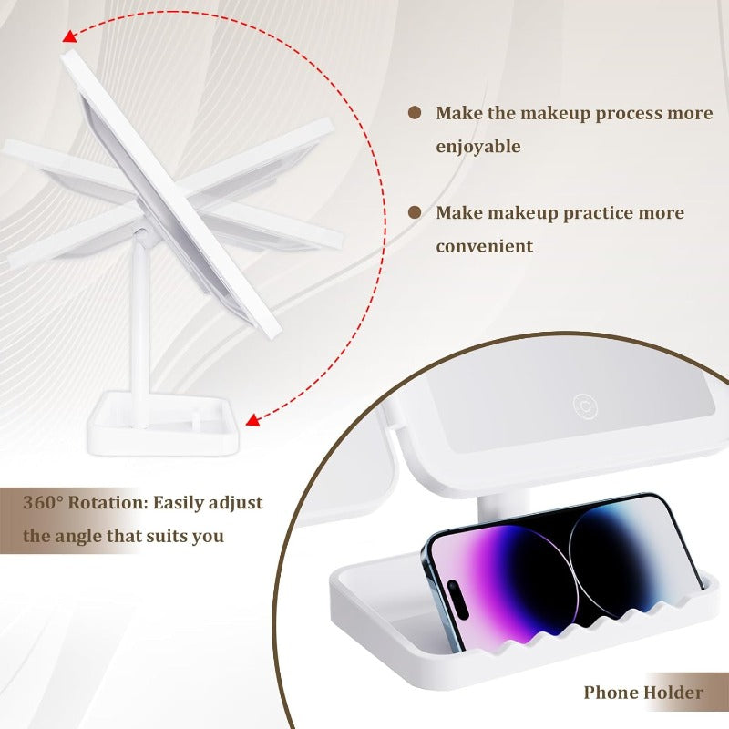 Tri-Fold LED Schminkspiegel Karnz