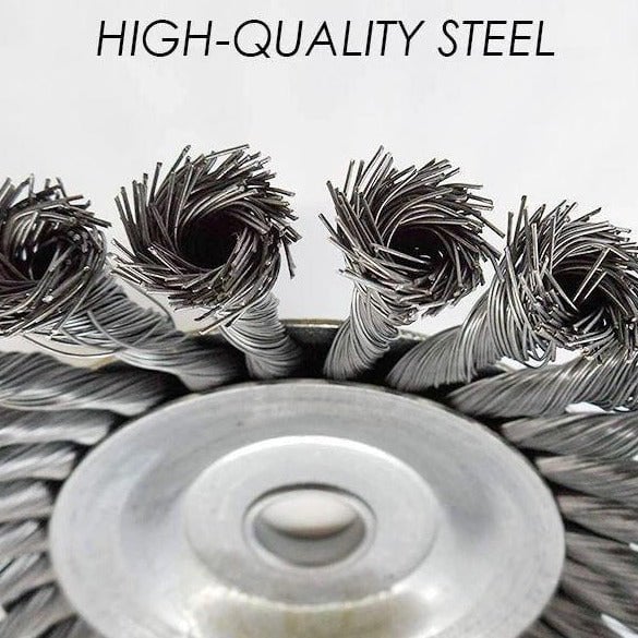 SteelTwist Unkrautbürste – 360° Trimmerklinge aus geflochtenem Stahl (15 cm) | Karnz