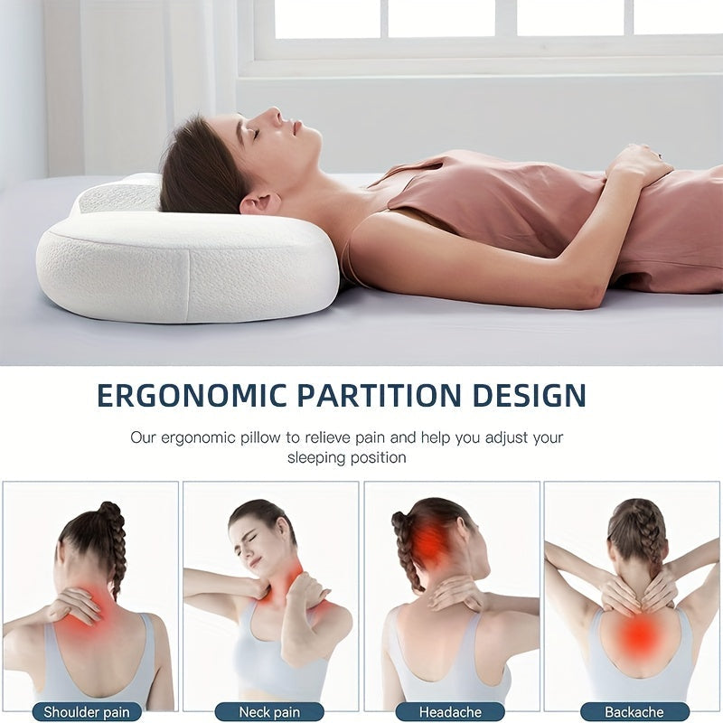 1pc Ovales Macaron Kissen Zervikal Memory Foam Kissen, Kühles Bettkissen Zum Schlafen - Nackenkissen Zur Schmerztherapie Schlafen, Kontur Unterstützung Ergonomisches Kissen Für Seiten-, Rücken-, Bauchschläfer Mit Hoch- Und Niedrigpartition | Karnz