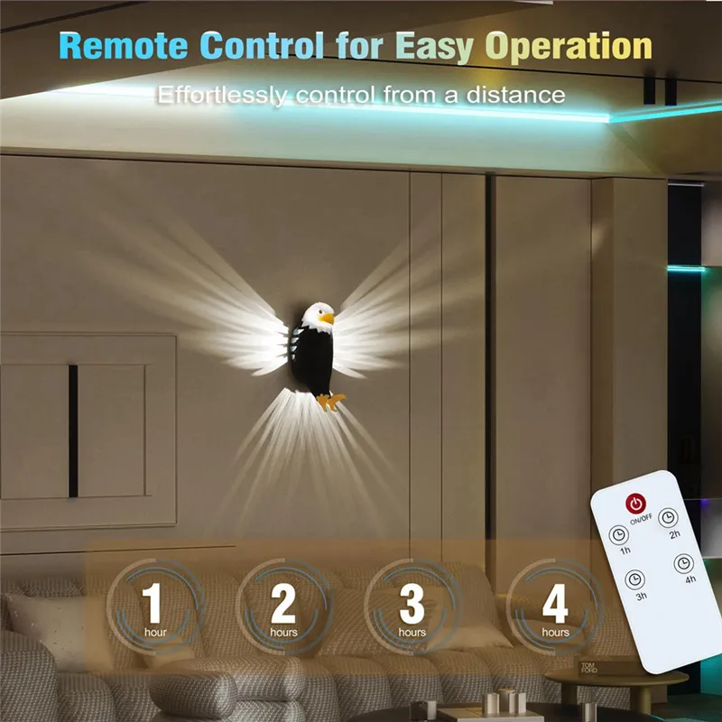3D-Adler-Wandleuchte | Patriotische LED-Lampe | PETG-Material | Warmweißes Licht