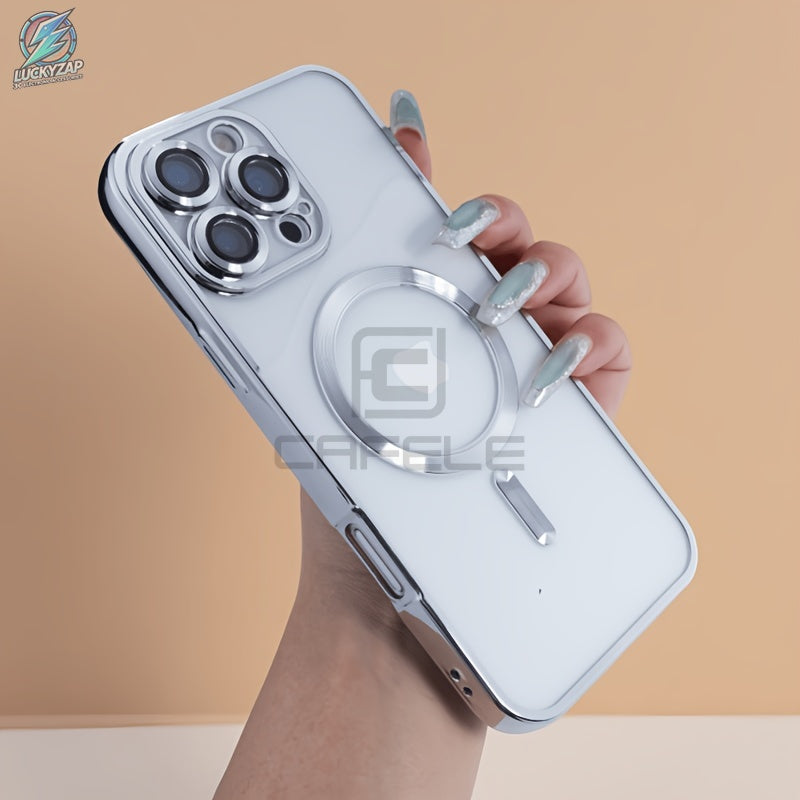 Magnetische TPU-Handyhülle Transparent Silber für iPhone 11–17