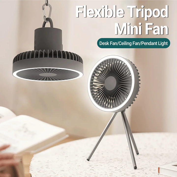 Wiederaufladbarer 10.000mAh Camping Ventilator mit LED-Beleuchtung und Powerbank | Karnz