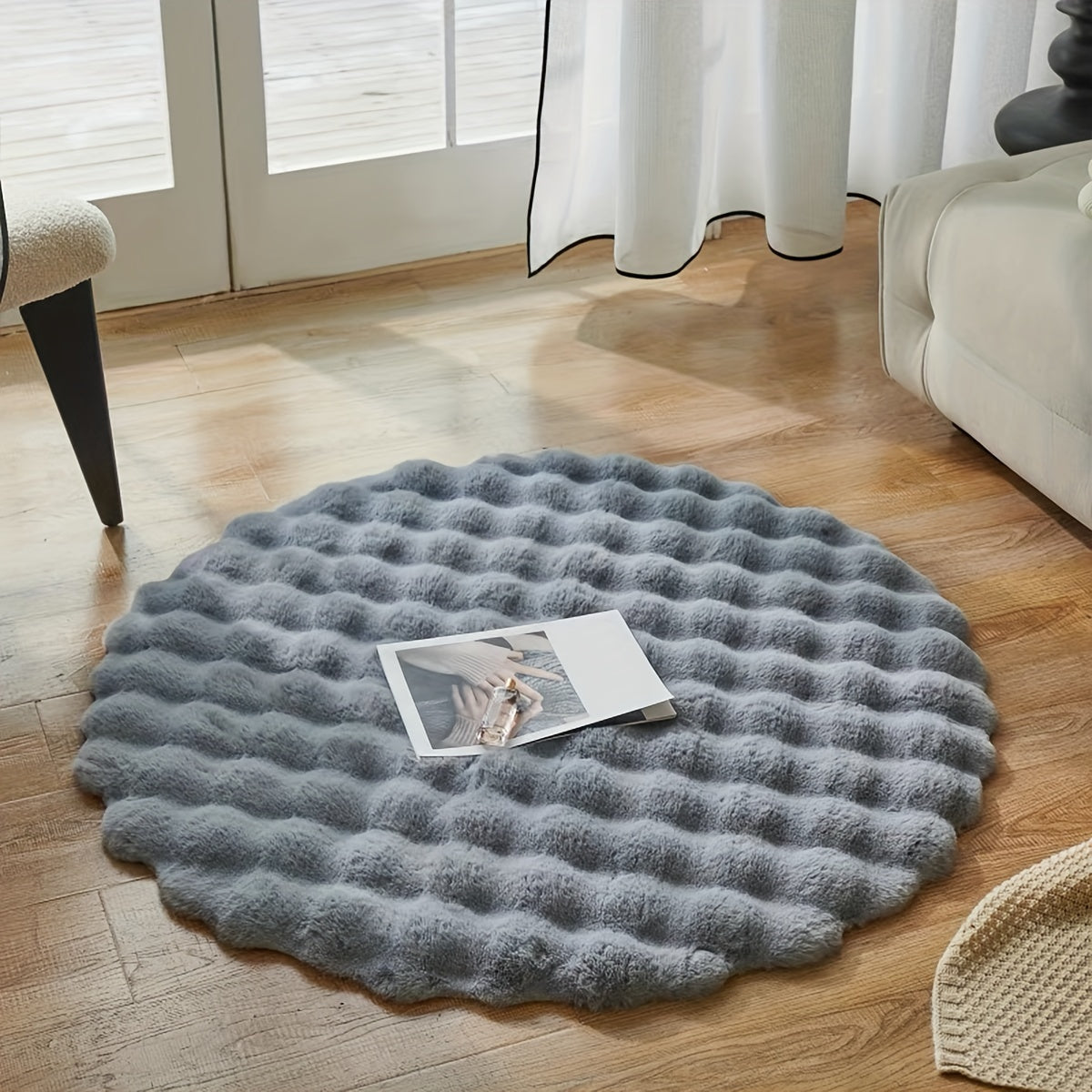 Runder flauschiger Teppich für stilvolle Räume – Weicher Teppich für Wohnzimmer & Schlafzimmer | Karnz