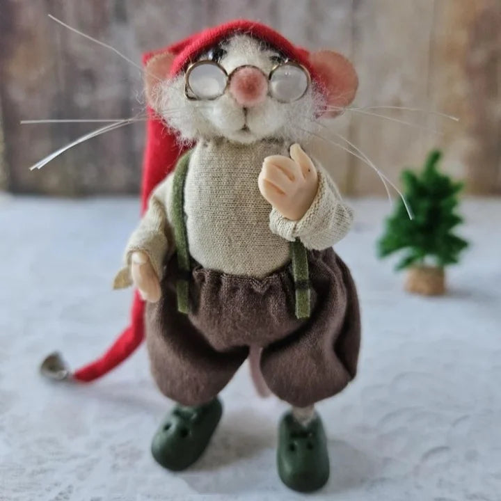 Karnz | Handgefertigte Filzmaus | Weihnachtsdekoration & Geschenkidee | Aus Wolle & Stoff nadelgefilzt | Nachhaltig