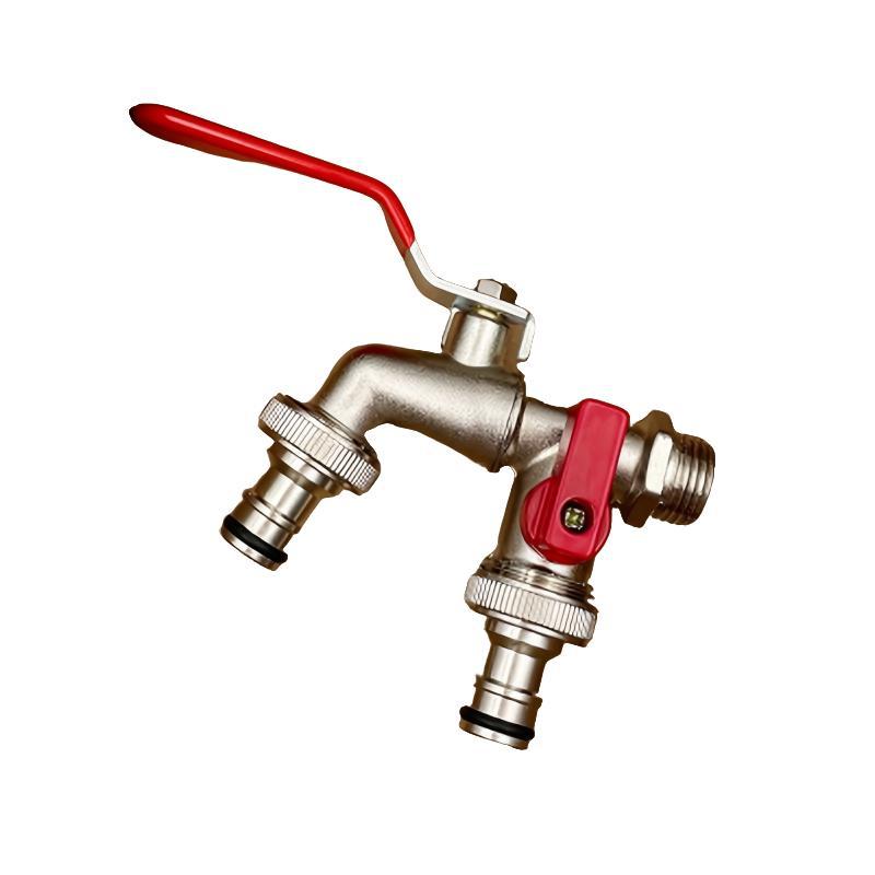 Karnz | Dual-Outlet Edelstahl Garten Wasserhahn – Rostfreier 2-Wege Wasserhahn mit Schnellanschluss & unabhängigen Ventilen