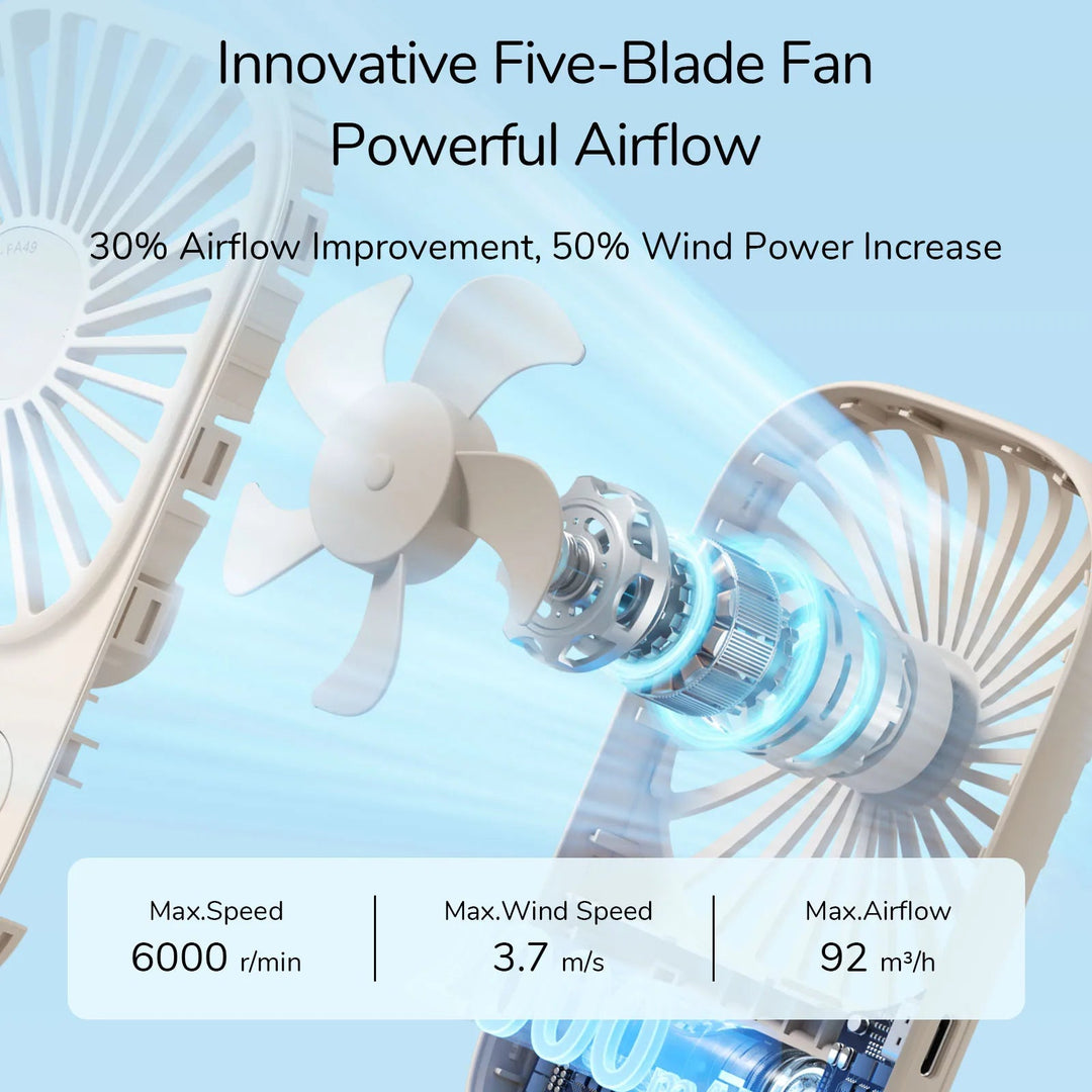 Mini Handheld USB wiederaufladbarer Ventilator mit 3 Geschwindigkeiten, tragbarer Wimpernventilator & Tischständer | Karnz