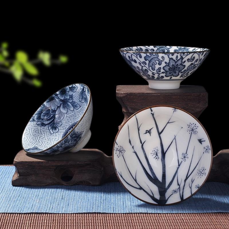 4-teiliges Blau und Weiß Porzellan Teetassen Set | Karnz