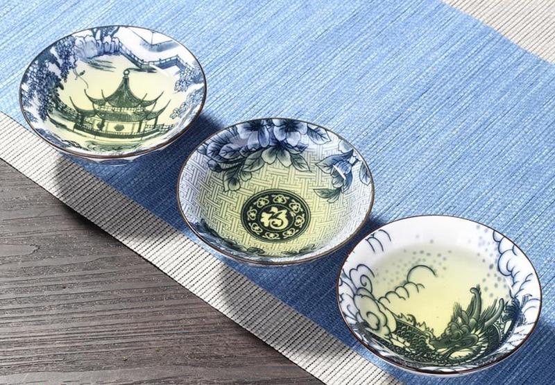 4-teiliges Blau und Weiß Porzellan Teetassen Set | Karnz