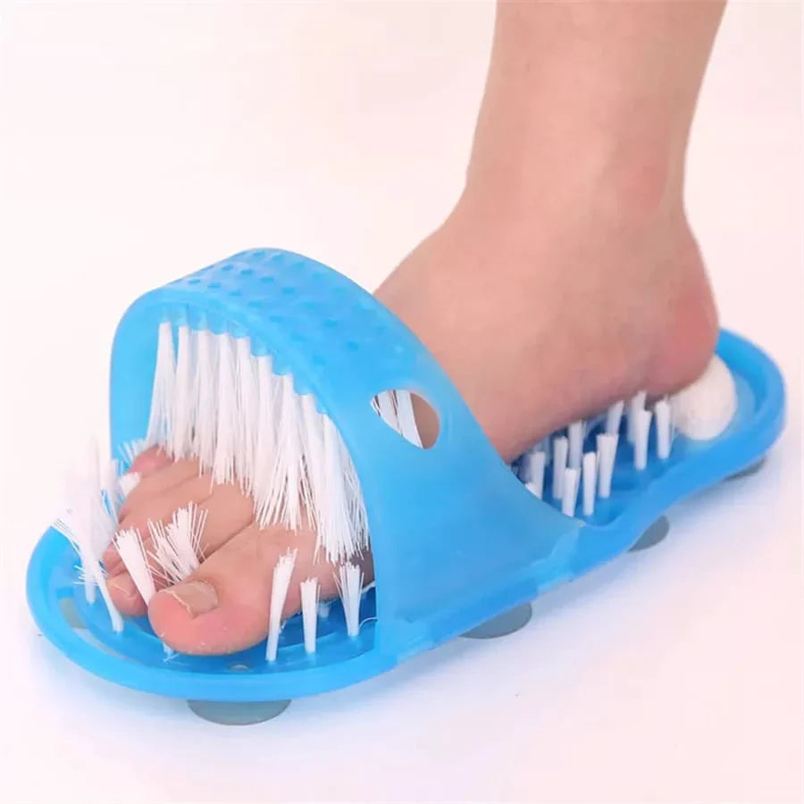 Einfache Fußreinigungsbürste Peeling Fußmassager Slipper für Unisex-Erwachsene, 1 Stck (Blau) Karnz