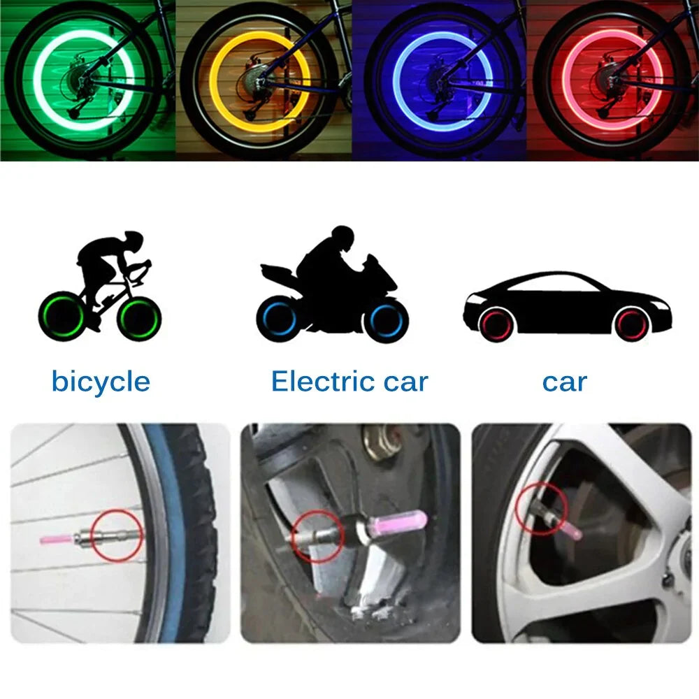 2 Stück Auto Rad LED Licht, Motorrad Reifen Ventilkappe Karnz