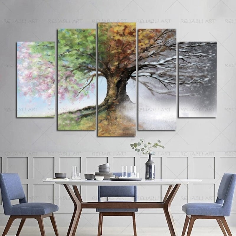 5 Panels "Saisonale Baum"-Wandkunst Modular Bilder Poster