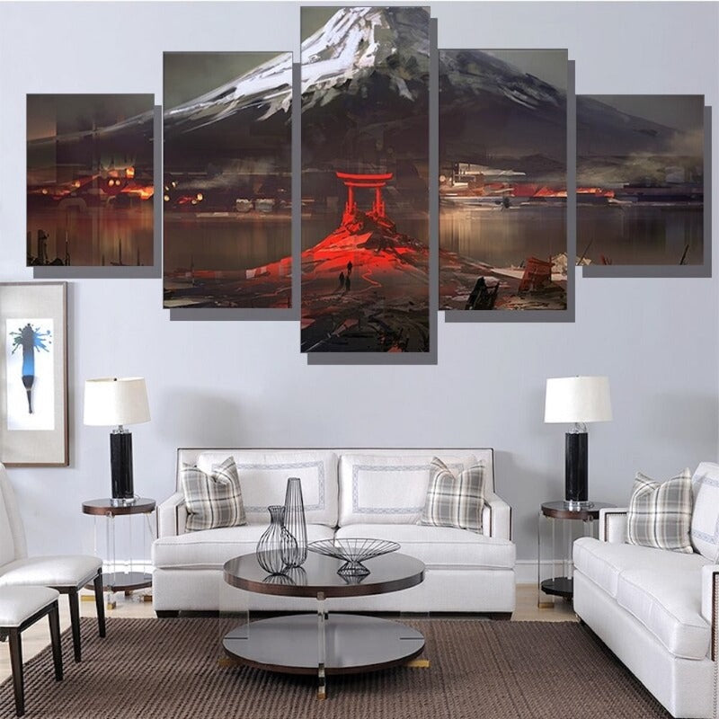 5 Stück Abstract Art "Mount Fuji Japan Drawing"-Wandkunst Poster