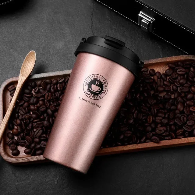 WarmCold Isolierbecher – Edelstahl Reisebecher 500 ml mit Schiebedeckel | Karnz
