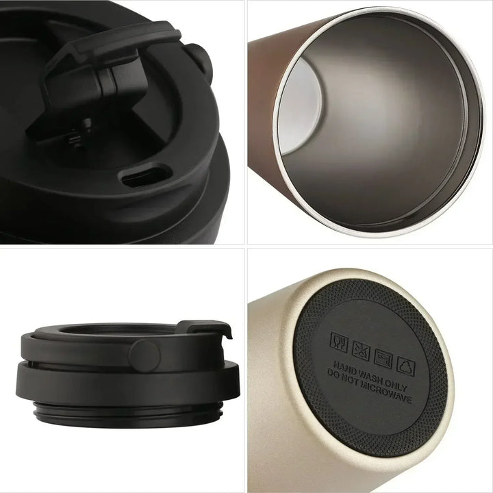 WarmCold Isolierbecher – Edelstahl-Reisebecher 500 ml mit Schiebedeckel