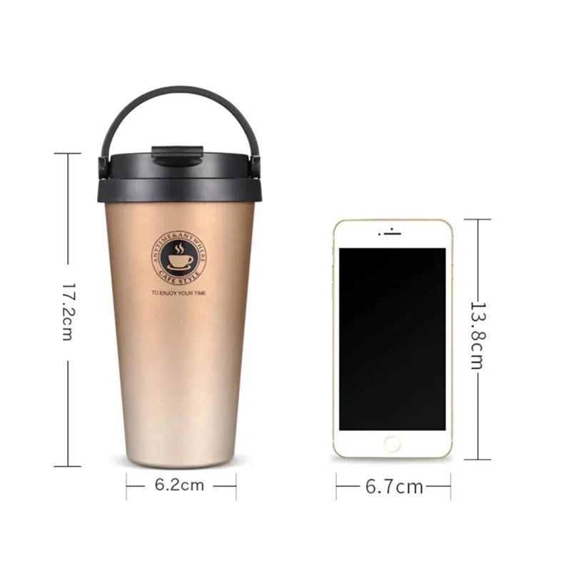 WarmCold Isolierbecher – Edelstahl-Reisebecher 500 ml mit Schiebedeckel