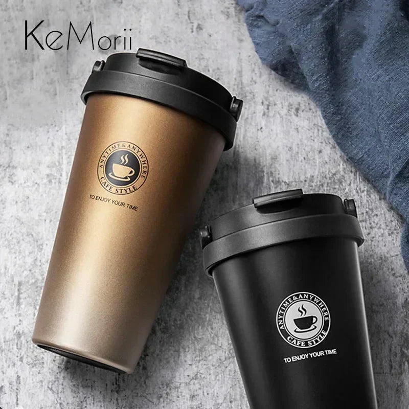 WarmCold Isolierbecher – Edelstahl Reisebecher 500 ml mit Schiebedeckel | Karnz