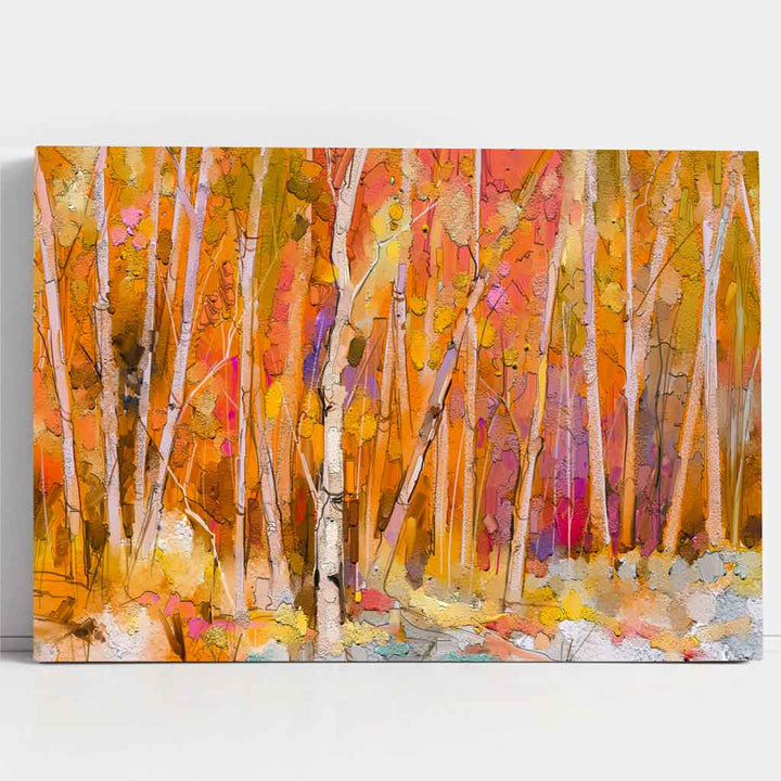Abstrakter Orangenwald – Wandkunst-Leinwanddruck