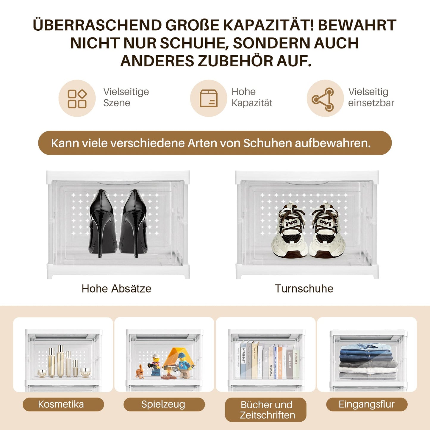 6 Ebenen Schuhboxen Aufbewahrungsbox Stapelbar | Karnz