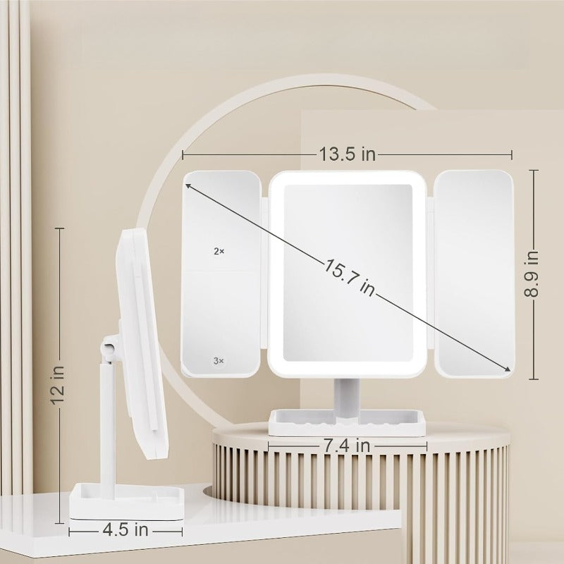 Tri-Fold LED Schminkspiegel Karnz