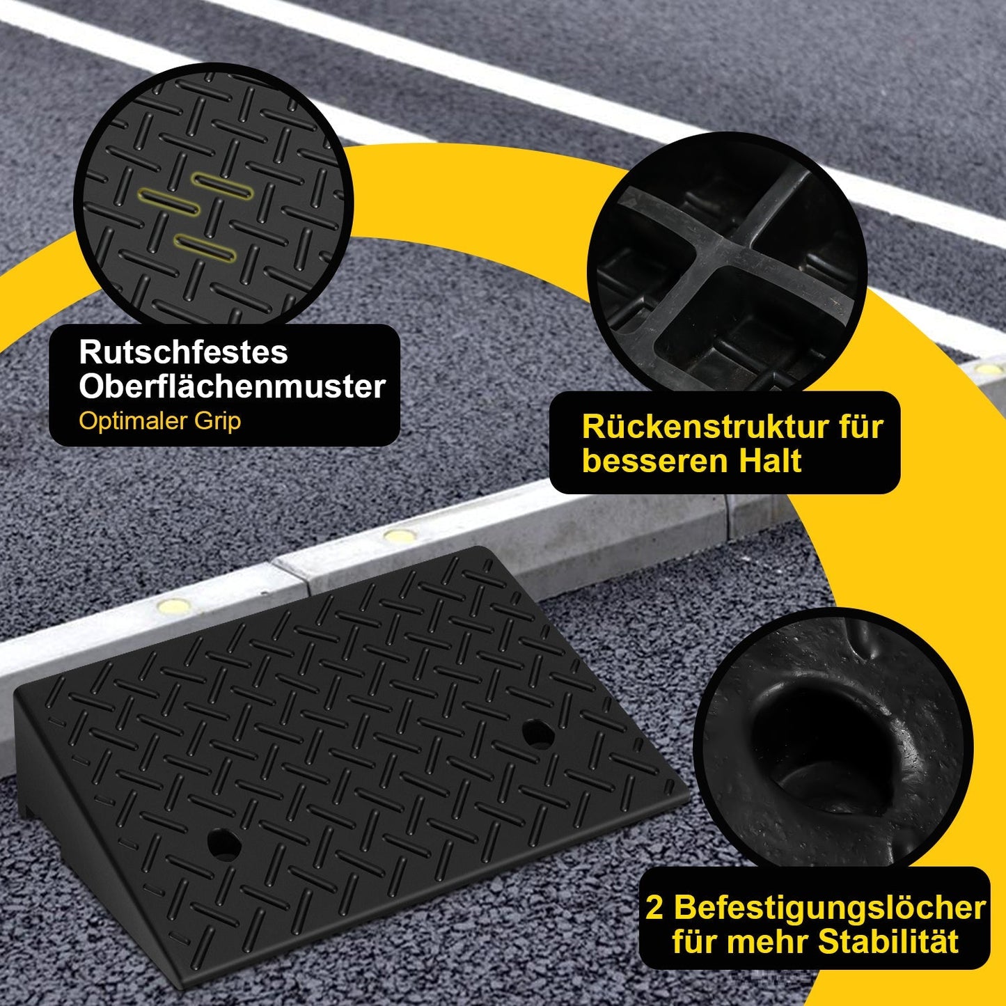 2er Pack Bordsteinrampe Gummi Auffahrrampe 3T | Karnz