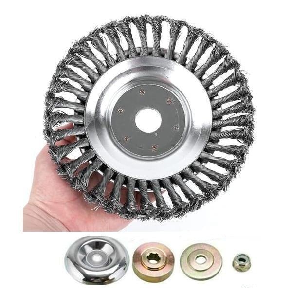 SteelTwist Unkrautbürste – 360° Trimmerklinge aus geflochtenem Stahl (15 cm) | Karnz