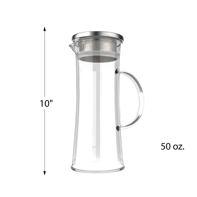 50oz hitzebeständige Glaskanne mit Edelstahlfilter und auslaufsicherem Deckel | Karnz